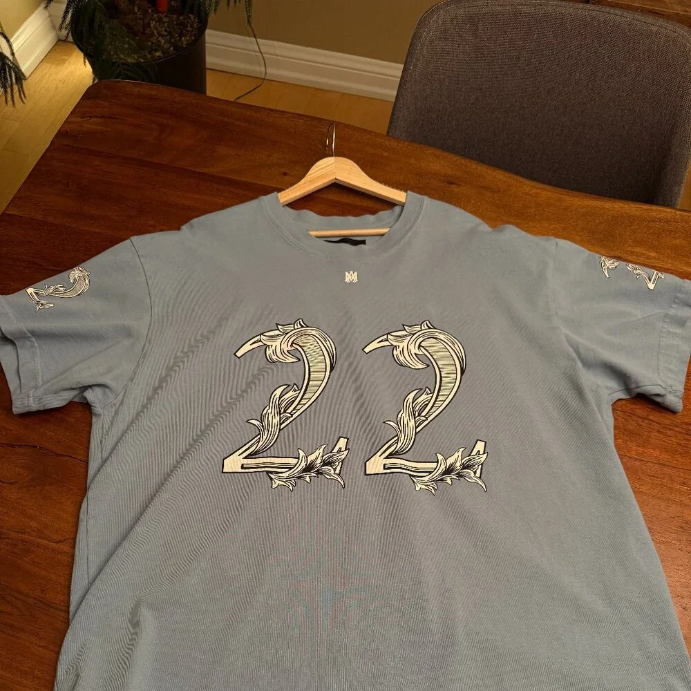 Amiri "22" T-Shirt - Oversized XXL - Light Blue - Picture 2 of 7